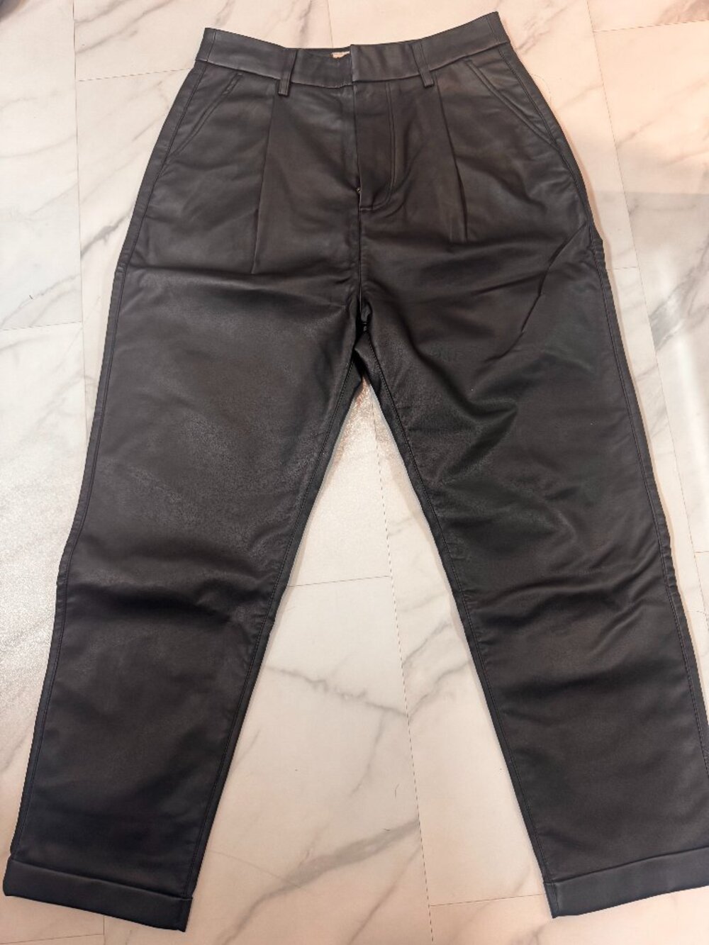 NWT Brixton ABERDEEN Black Faux LEATHER TROUSER PANT